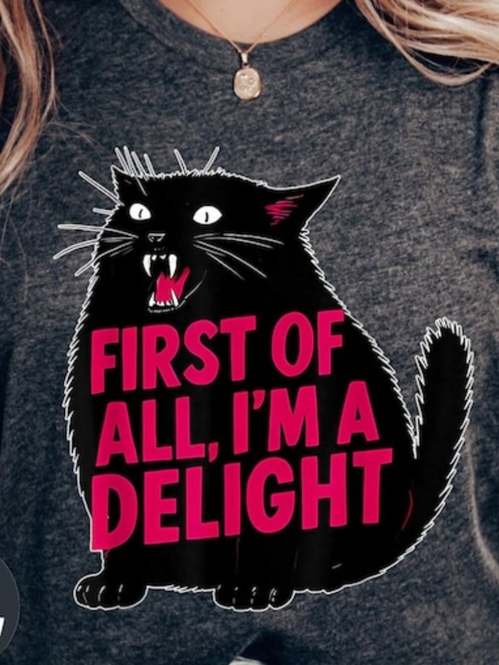 First of All I’m a Delight Funny Cat Graphic Tee - Picture 2 of 5